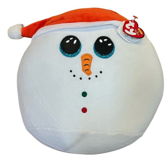 Ty Flurry White Snowman Large Squish-A-Boo 9 inch NWT Stuffed Animal Toy - Picture 1 of 10